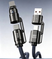 Kabel Data USB 3-in-1 240W 1.8m Super Fast Charging 6A Tipe-C Berlapis Emas untuk Ponsel