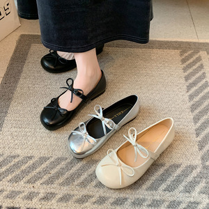 Zapatos Planos Estilo Coreano 708-13 Talla 35-45 para Mujer, Zapatos <span class=keywords><strong>de</strong></span> <span class=keywords><strong>Ballet</strong></span> con Lazo, Punta Redonda, Tacón Bajo, Casuales y <span class=keywords><strong>de</strong></span> Vestir - Product Image 1