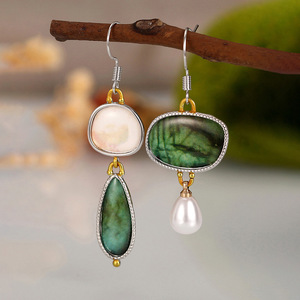 Orecchini pendenti vintage etnici con perle finte per donna, gioielli artistici chic e alla moda - Product Image 6