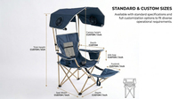 Chaise de camping pliable portable avec auvent, ventilateur et repose-pieds amovible, légère et compacte, idéale pour la plage et les pique-niques
