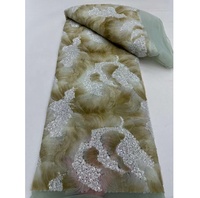 Promotion : Tissu en dentelle de luxe français brodé de perles blanches pour robe de mariée africaine nigériane violette