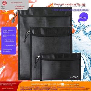 High Temperature Resistant Storage Organizer Silicon Coated Fireproof Documents Safety Bags <b>Fire</b> Waterproof File Bag With Zipper - Product Image 2