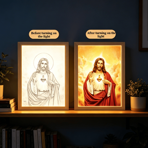 <b>LED</b> <b>Light</b> Painting Wooden Frame Jesus Decoration Home Wall <b>Light</b> Painting Prayer 3D Illuminated Art - Product Image 6