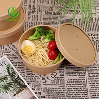Sumkoka BPI Boîte d'emballage alimentaire kraft Bols à salade Bol en papier kraft avec couvercle Bol rond en papier artisanal jetable écologique