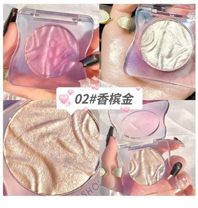 Iluminador de maquillaje facial, resaltador de maquillaje en polvo comprimido, muestra gratis - Product Image 4