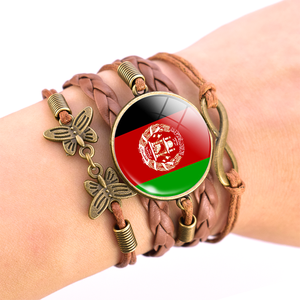 Bracelet drapeau algérien en cuir marron pour femmes, bijou tressé, accessoire de mode - Product Image 4