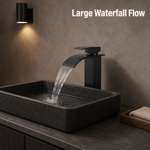 Robinet de lavabo cascade moderne noir mat à levier unique, origine Chine, pour salle de bain, livraison directe UE - Product Image 4