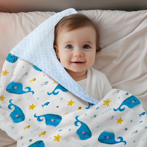 <strong>Blue</strong> Whale Baby Minky Dot <strong>Blanket</strong> Cute Whale Printed Knitted 100% Polyester Super Soft Four Seasons Home Use <strong>Throw</strong> <strong>Blanket</strong> - Product Image 5
