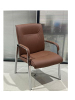 Chaise de visiteur de bureau moderne en cuir PU, structure en métal chromé, chaise de réception pour conférences