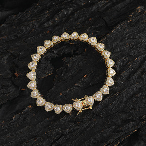 New <b>Love</b> Zircon <b>Bracelet</b> Women's Tennis Chain Heart-shaped Men's <b>Bracelet</b> Couple Stacked Wind Tanjing Fashion Lijing Necklace - Product Image 2