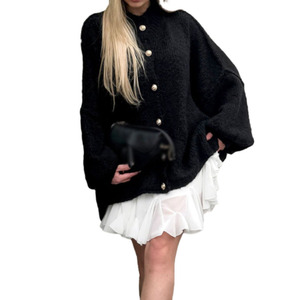 Suéter Cárdigan de Mujer para Otoño e Invierno, Color Sólido, Estilo Británico Retro, con Botones y Mangas Murciélago, a la Moda - Product Image 4