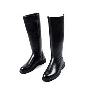 Bottes Martin noires à tige haute, bout pointu, fermeture éclair, style motard pour l'été - Product Image 4