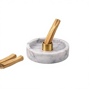 Brûleur d'encens en marbre avec support en laiton, diffuseur d'aromathérapie pour bâtonnets de bambou, utilisation toute saison - Product Image 3
