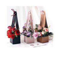 Boîtes cadeaux en papier pour bouquets avec poignée d'emballage d'arrangement de plantes de fleurs fraîches personnalisées