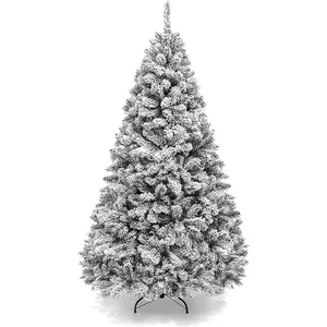 Best Choice Product 6ft Artificial Pine Tree Snow Flocked White Christmas Tree