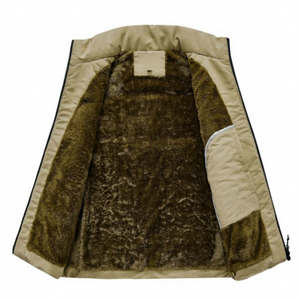 เสื้อกั๊กผู้ชายแบบมีซิป คอตั้ง บุผ้าฝ้ายกันลม สำหรับฤดูหนาว - Product Image 2