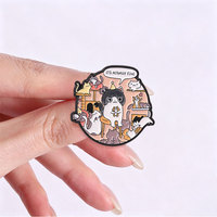 Broche en émail motif groupe de chats de dessin animé, avec slogan original, en alliage de zinc, pour sac à dos, veste, chapeau, revers, décoration et objet de collection
