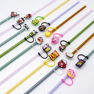Tapas de PVC 2D con diseño de postres dulces Kawaii a granel, tapas de silicona para pajitas con logo personalizado para té de burbujas, recuerdo para fiestas - Product Image 2
