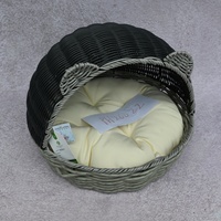 Lit pour chat en rotin PE tressé fait main, berceau artisanal pour animaux de compagnie, panier en osier pour chaton, coussin lavable écologique pour la décoration du salon