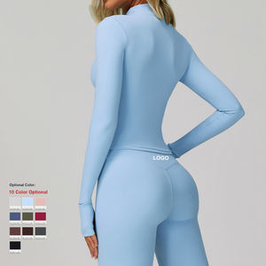 Chaqueta de Yoga de manga larga de secado rápido para mujer, <span class=keywords><strong>abrigo</strong></span> deportivo transpirable de alta calidad con cremallera ajustada para correr - Product Image 2