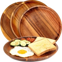 1 plateau en bois ovale, plateaux en bois pour servir les aliments, assiettes à dîner, assiette ronde en bois massif pour dessert