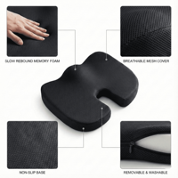 Coussin de siège en mousse à mémoire de forme de qualité supérieure pour soulager la sciatique, les douleurs du dos et du coccyx, et oreillers orthopédiques confortables pour chaise de bureau