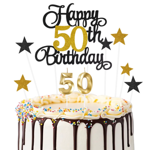 Nueva Decoración para Pastel de Cumpleaños en Oro Rosa con Números Azules 18 30 40 50 60 - Product Image 1