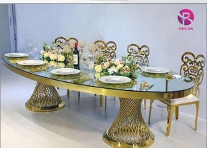 طاولة زفاف رومانسية مميزة بيضاوية اللون من الفولاذ المقاوم للصدأ الأعلى بلون الياقوت - Product Image 6
