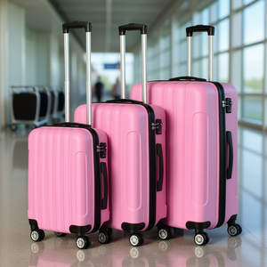 Db 3 In 1 Hard Shell <b>Suitcase</b> Set With Spinner Wheels And Combination Lock For Travel <b>Pink</b> - Product Image 2