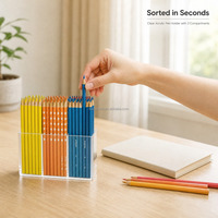 Organisateur de bureau en acrylique de luxe à 3 compartiments pour stylos, crayons et pinceaux de maquillage, fabrication OEM ODE