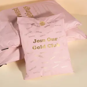 Özel logo compostable satchel kurye zarf nakliye posta çantası pembe biyobozunur poli posta poşeti giysi/giyim için