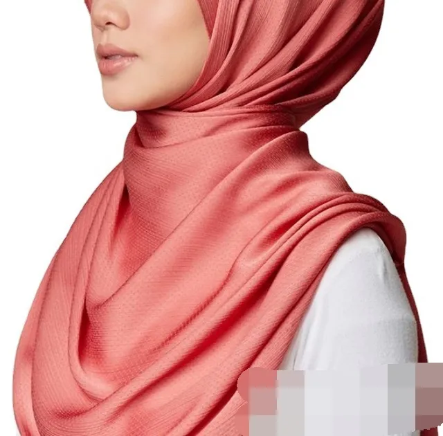 GLS010 Women Muslim Luxury ladies silk scarves Custom Yellow Hair Face Head Glitter Satin Hijab Scarf