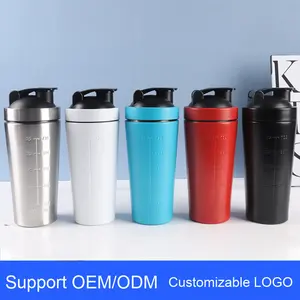 Vaso <span class=keywords><strong>de</strong></span> acero inoxidable con aislamiento 304 y logotipo personalizado, vaso <span class=keywords><strong>de</strong></span> proteína cilíndrico respetuoso con el medio ambiente <span class=keywords><strong>para</strong></span> gimnasio con <span class=keywords><strong>mezclador</strong></span> <span class=keywords><strong>de</strong></span> metal - Product Image 2