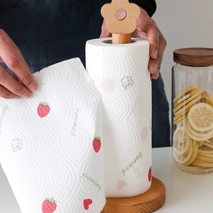 Solid Wood Tissue Holder Circular Standing No Drilling Required Paper Roll <b>Stand</b> For Kitchen Bathroom Decorative Design - Product Image 3