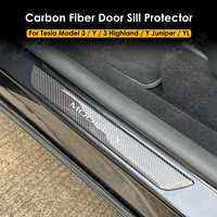 Protection de seuil de porte en fibre de carbone pour Tesla Model Y Juniper Model 3 2025 2026, plaque de protection de seuil de porte intérieure