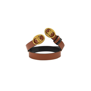 Ceinture réversible en cuir véritable 2,3 cm avec boucle double C, ceinture décontractée pour homme et femme, ceinture tendance - Product Image 1