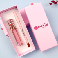 Kit de maquillage pour les lèvres 2 en 1, gloss à lèvres et crayon à lèvres, marque privée, imperméable, longue tenue, vegan, rouge à lèvres liquide mat