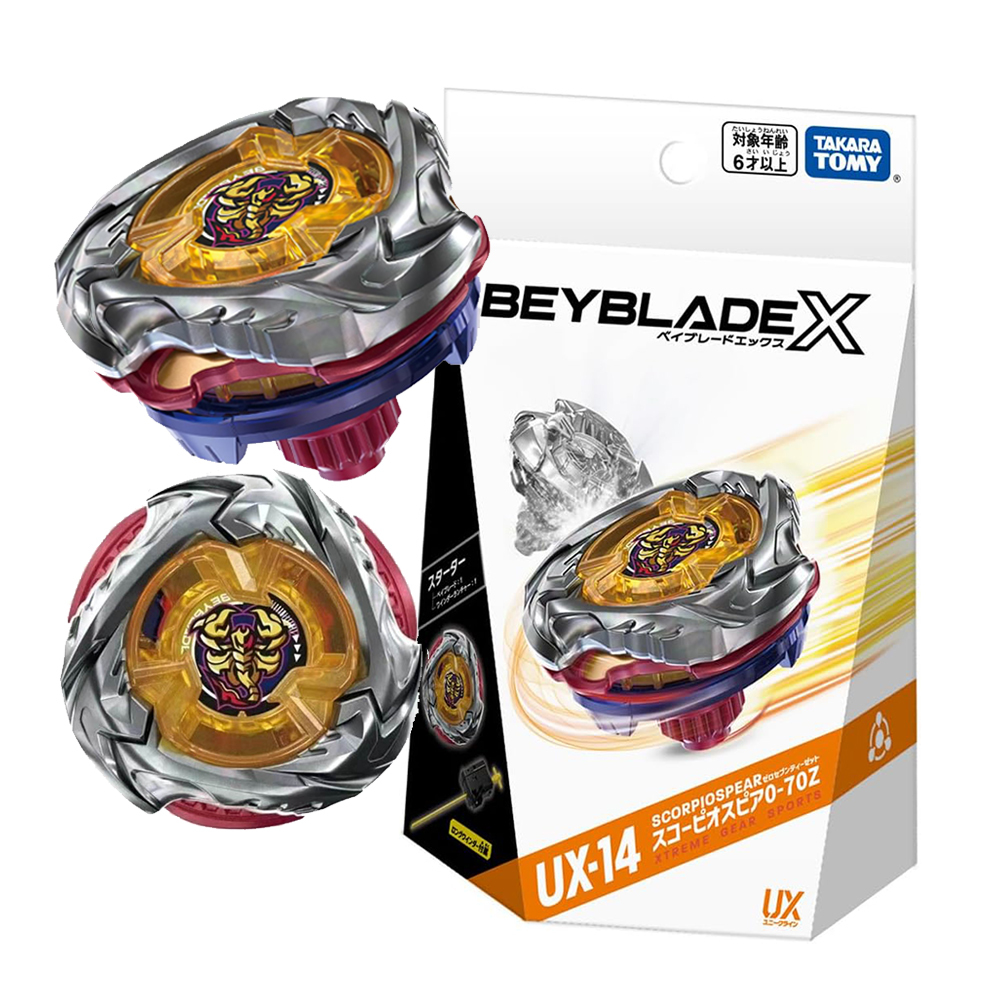 Takara Beyblade X UX-14 akrep mızrak 0-70Z marş seti rastgele CX05