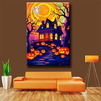 Décorations murales 5D en gros, kits de broderie mosaïque DIY, peintures diamantées, thèmes Halloween (fantôme, citrouille, lanterne) ASF2989