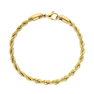 Gemnel Men Fashion Jewelry 316L Stainless Steel Pvd Gold 5mm Twisted <strong>Rope</strong> Chain <strong>Bracelet</strong> - Product Image 1