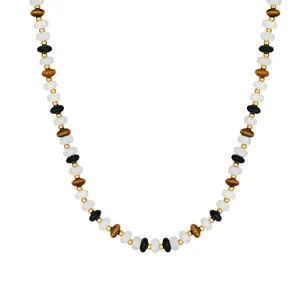Beaded Small Necklace Black Agate Jewelry 14k stainless steel Women's Necklace Wholesale