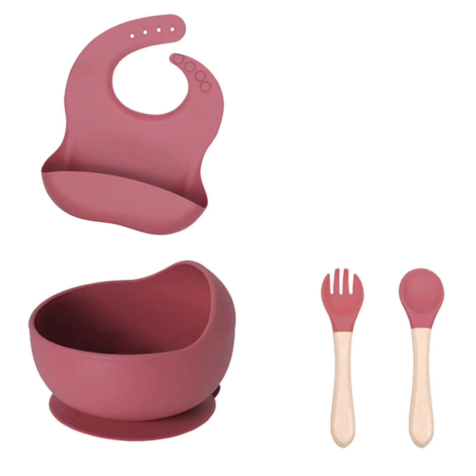 Bán buôn Silicone bé ăn Hộp Quà Tặng thiết lập tùy chỉnh bé bộ đồ ăn hút tấm BPA miễn phí bát với nắp mềm muỗng Bib