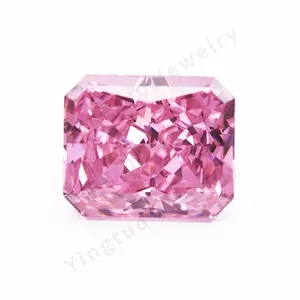 Hot Sale Machine Cut Radiant Fancy Pink Crushed Ice Cut Zirconia Stone Loose Gems Cubic Zirconia Gemstone