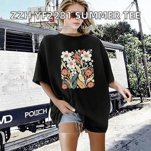 ZZH YF2281 2026 Summer New Short Sleeved Women's <b>T</b>-<b>shirt</b> Loose and Slim Versatile Style Silk/Cotton Floral Breathable - Product Image 2