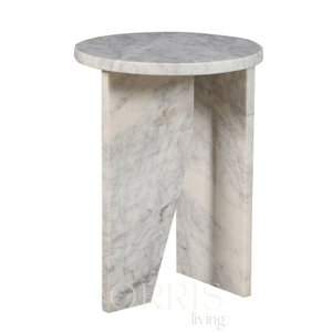 Table de chevet en marbre naturel, table d'appoint moderne faite à la main, couleur personnalisée, piédestal blanc, mobilier de luxe pour chambre à coucher, salon - Product Image 3