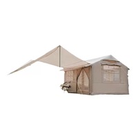 Tente de camping gonflable, tente portable épaissie imperméable pour l'extérieur, 1 chambre 1 salon, tente auvent intégrée raffinée