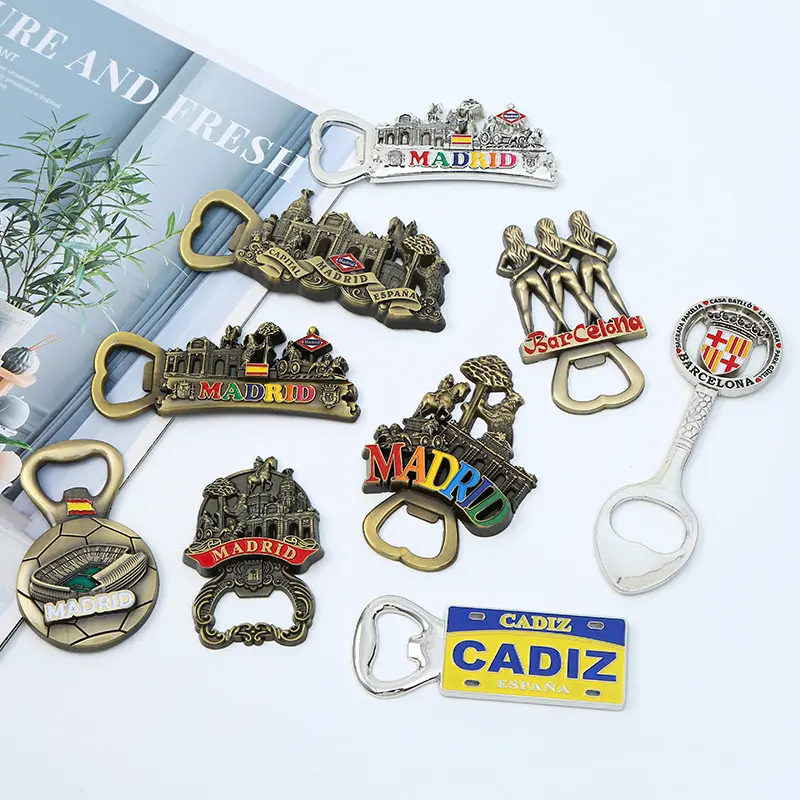 Spanje Madrid Barcelona Cadiz Country Souvenir Zinklegering Metalen Flesopener Koelkastmagneet