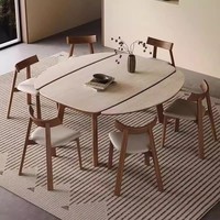 Table à manger rectangulaire pliable en bois massif réglable, design moderne pour les espaces compacts
