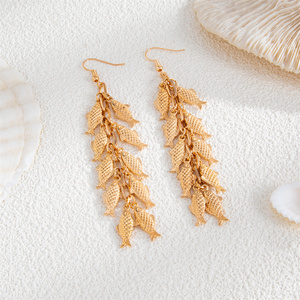 Orecchini pendenti Vintage a catena lunga in metallo a forma di <span class=keywords><strong>pesce</strong></span> per donna alla moda da donna orecchini con nappine e nappe accessori per gioielli di moda - Product Image 4