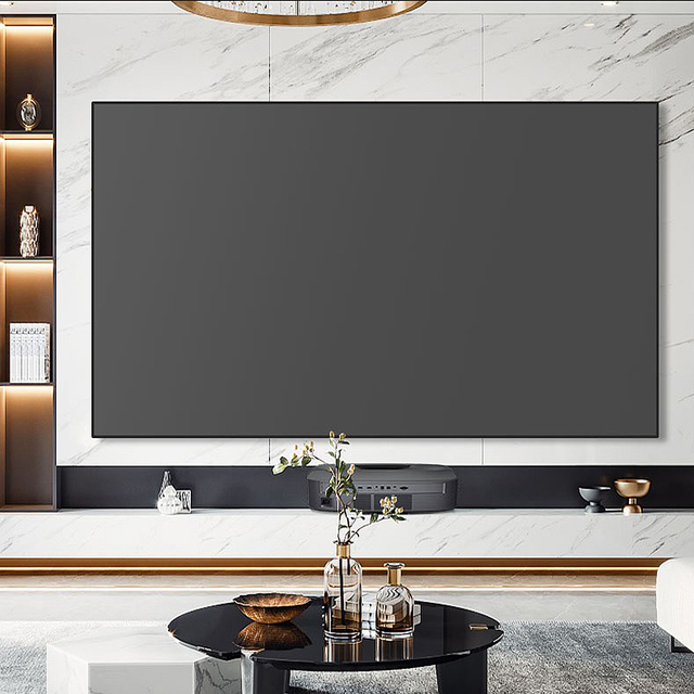 HEYU 100inch 16:9 Pet Crystal ALR Screen Ultra Short Throw Projector Screen for 4K Ultra HD Wall Mount Fixed Frame Screen